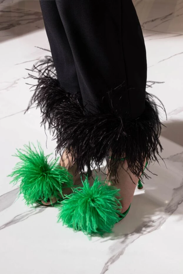 Bottega Veneta green women's leather sandals with feathers 164210 - photo 3