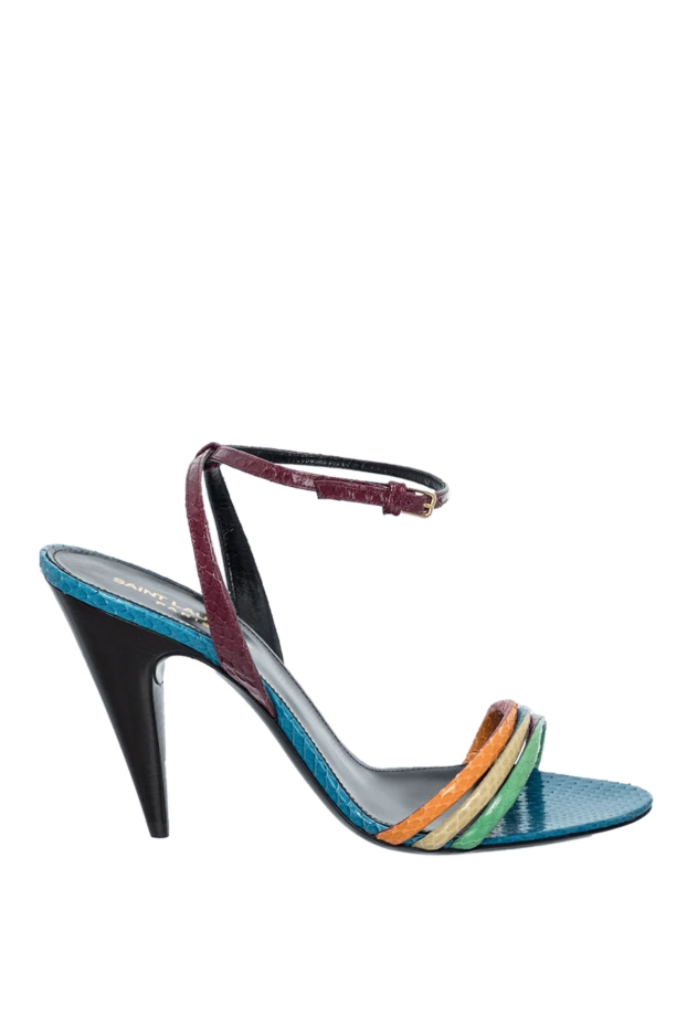 Saint Laurent women's blue leather sandals with multi-colored straps 164249 - photo 1