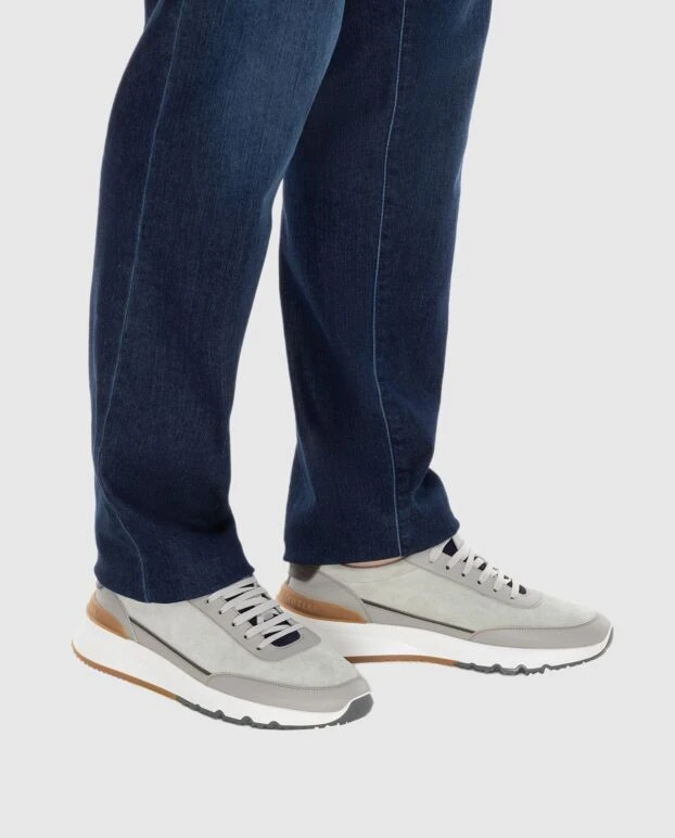 Brunello Cucinelli кроссовки из замши серые мужские 164313 - фото 2