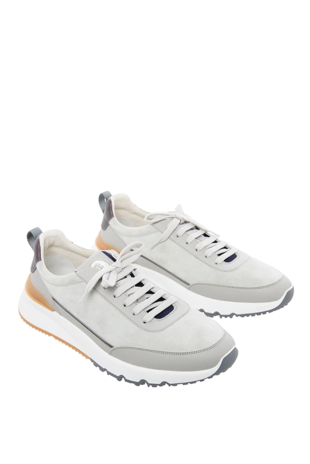 Brunello Cucinelli кроссовки из замши серые мужские 164313 - фото 3