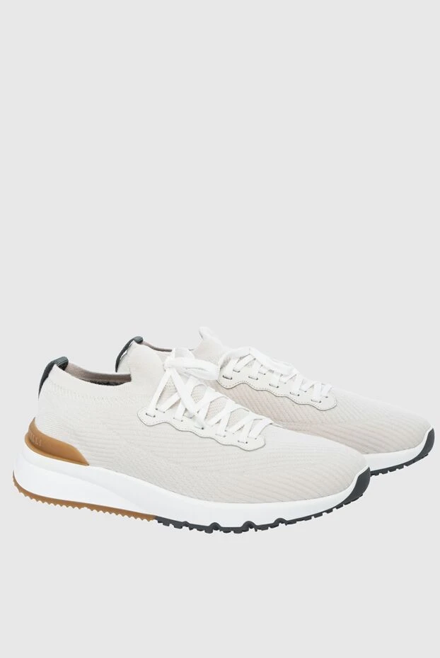 Brunello Cucinelli кроссовки из кожи белые мужские 164314 - фото 3