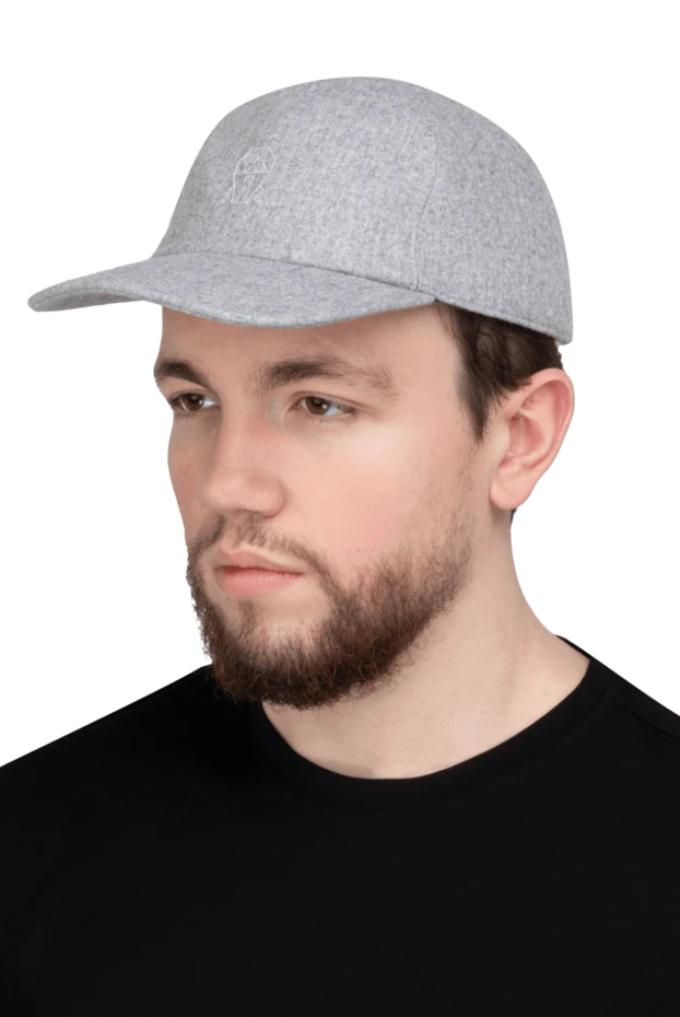 Brunello Cucinelli кепка із вовни сіра чоловіча 164317 - фото 2