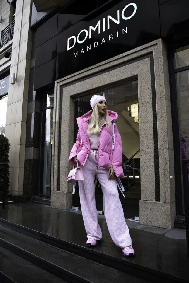 Balmain брюки з широкими штанинами з трикотажу з рожевим геометричним візерунком 164341 - фото 2