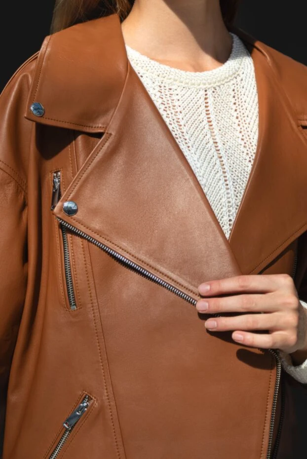 Saint Laurent brown genuine leather jacket for women 164362 - photo 2