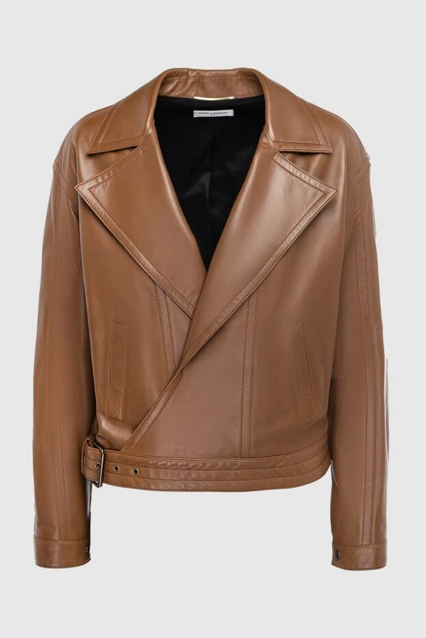 Saint Laurent женские куртка из натуральной кожи коричневая женская купить с ценами и фото 164362 - фото 1