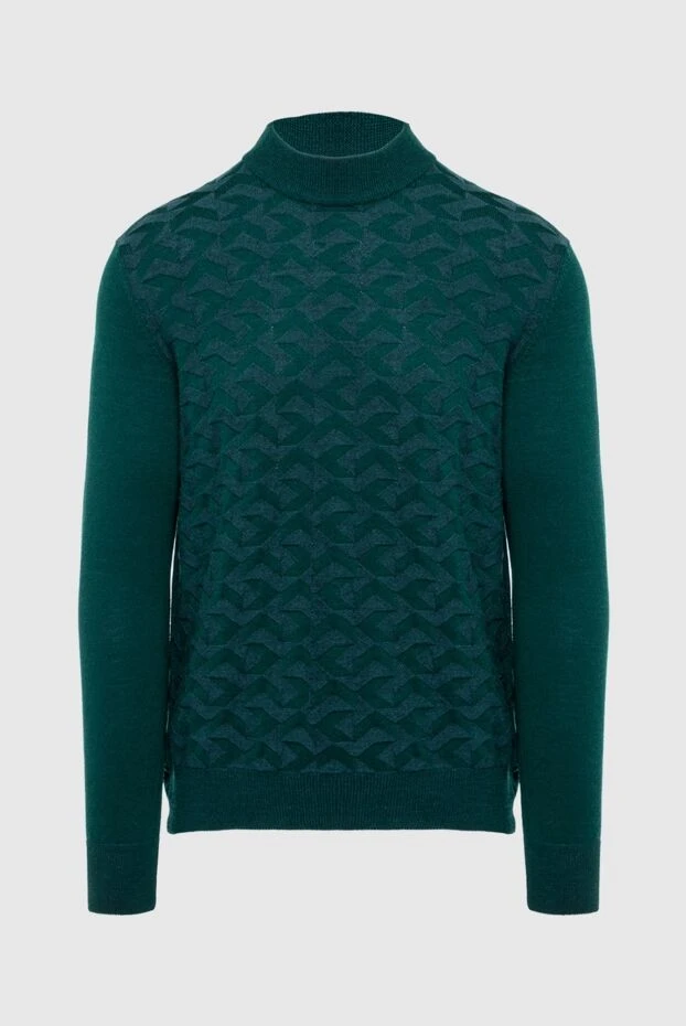 Cesare di Napoli man men's jumper with a high stand-up collar made of wool green buy with prices and photos 164385 - photo 1