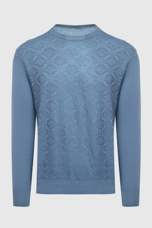Light blue patterned lightweight wool jumper for men - photo 1