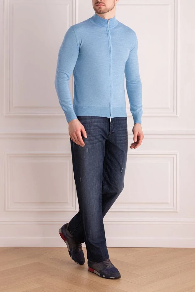 Cesare di Napoli man men's blue wool cardigan buy with prices and photos 164397 - photo 2