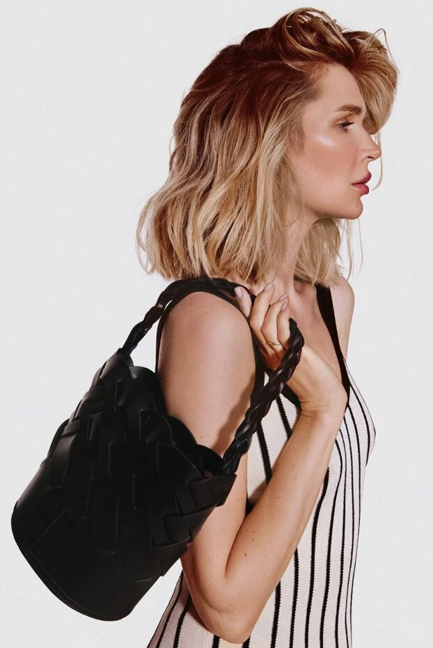 Prada сумка женская черная кожаная с плетением 164412 - фото 2