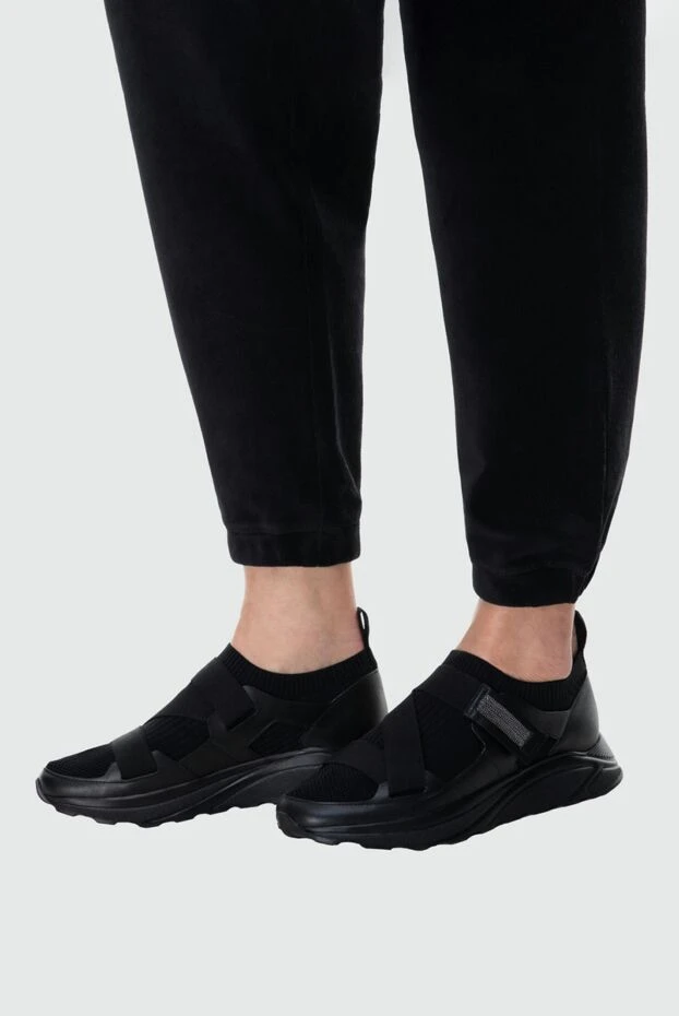 Fabiana Filippi женские кроссовки из кожи и фибры черные женские купить с ценами и фото 164515 - фото 2