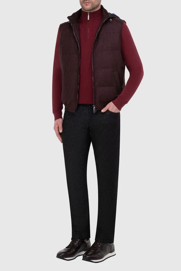 Stefano Ricci жилет з вовни та кашеміру бордовий чоловічий 164522 - фото 2