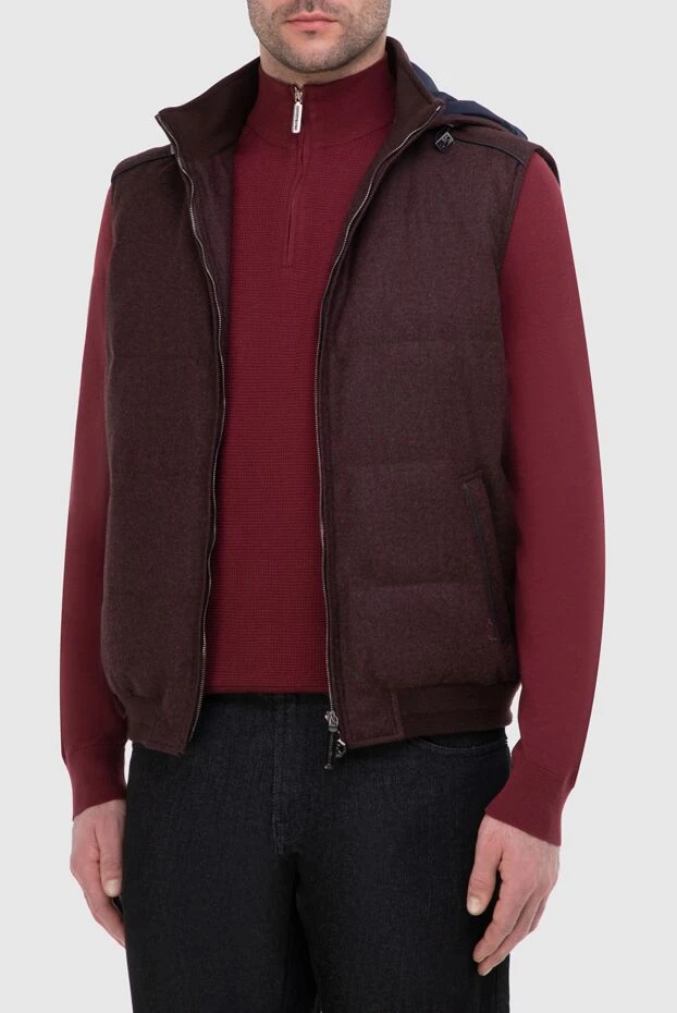 Stefano Ricci жилет з вовни та кашеміру бордовий чоловічий 164522 - фото 3