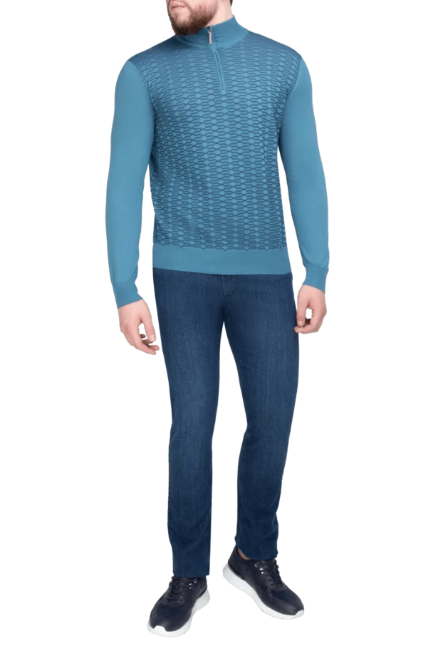 Stefano Ricci cashmere and silk blue men's trench coat 164529 - photo 2