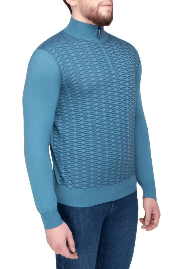 Stefano Ricci cashmere and silk blue men's trench coat 164529 - photo 3