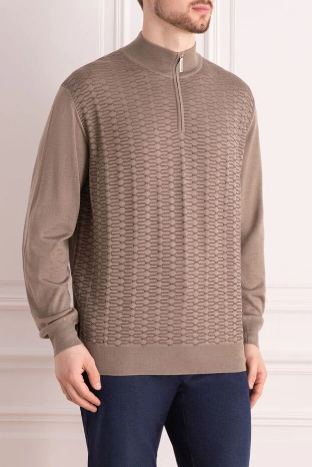 Stefano Ricci тройер з кашеміру та шовку бежевий чоловічий 164530 - фото 3