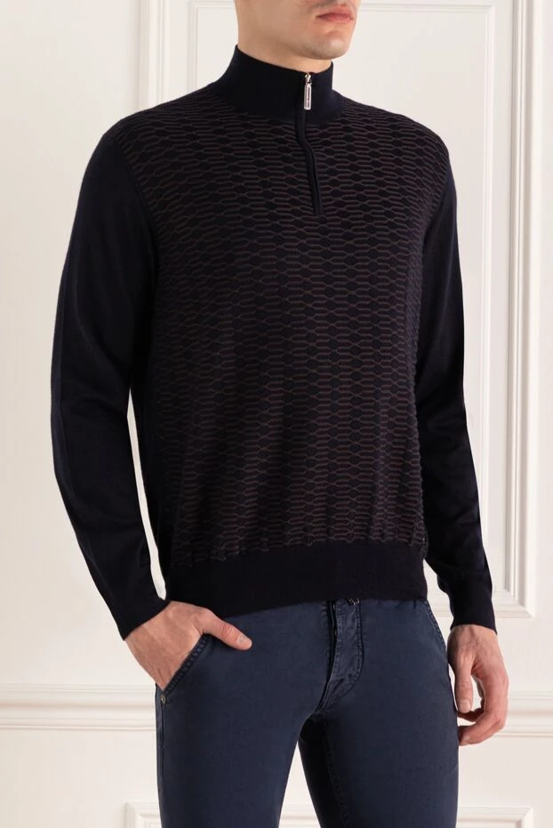 Stefano Ricci тройер із кашеміру та шовку синій чоловічий 164531 - фото 3