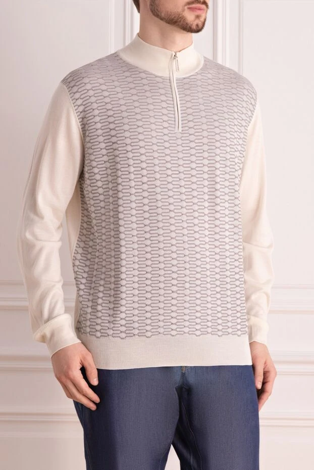 Stefano Ricci тройер із кашеміру та шовку білий чоловічий 164532 - фото 3