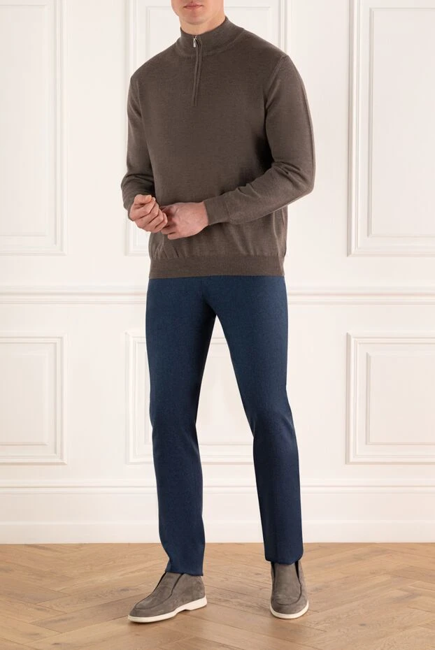 PT01 (Pantaloni Torino) мужские брюки из шерсти синие мужские купить с ценами и фото 164568 - фото 2