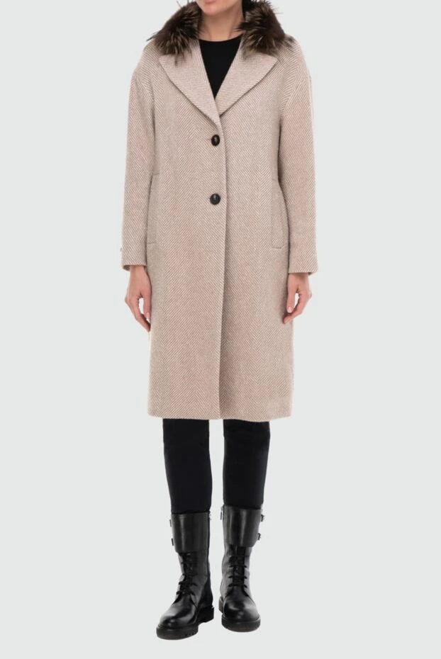 Peserico женские пальто из шерсти и полиамида бежевое женское купить с ценами и фото 164598 - фото 2