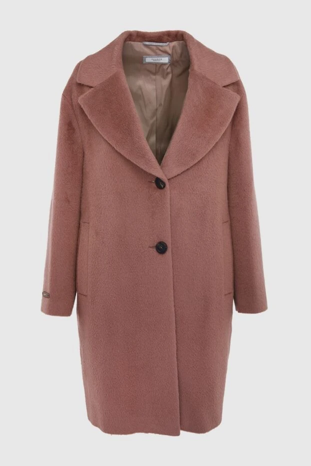 Brown alpaca and cashmere coat for women