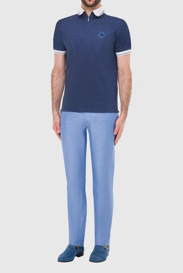 Zilli man men's blue linen trousers buy with prices and photos 164660 - photo 2