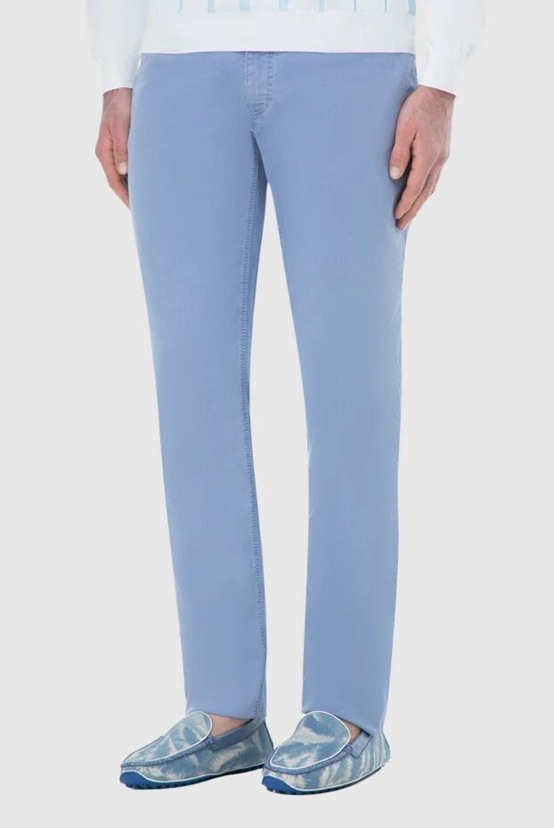 Zilli man men's blue linen trousers buy with prices and photos 164661 - photo 2