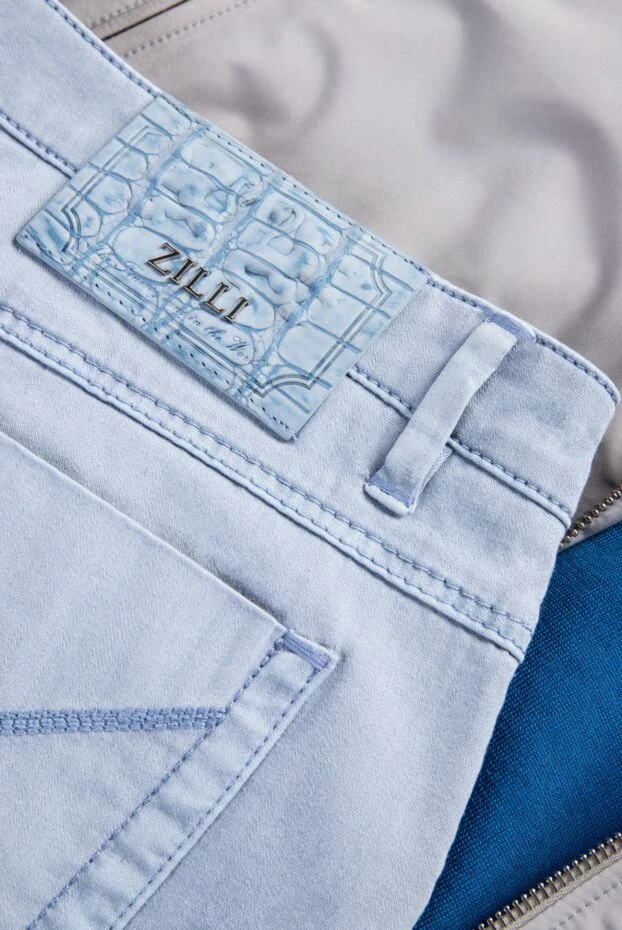 Zilli мужские джинсы небесного тона с вышивкой на карманах 164663 - фото 2