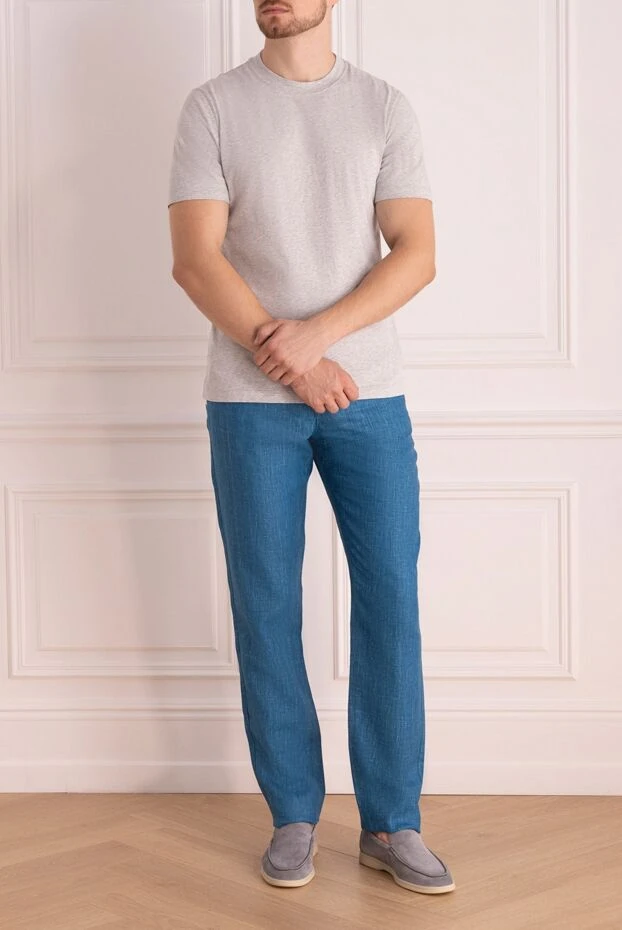 Zilli man men's blue linen trousers buy with prices and photos 164672 - photo 2