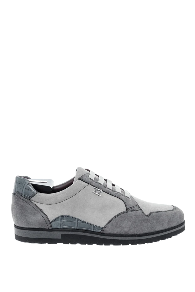 Zilli man sneakers in nubuck and crocodile skin gray for men buy with prices and photos 164680 - photo 1