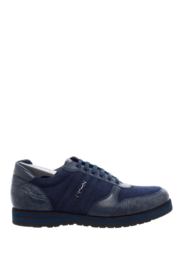 Zilli man sneakers in crocodile leather and nubuck blue for men buy with prices and photos 164686 - photo 1