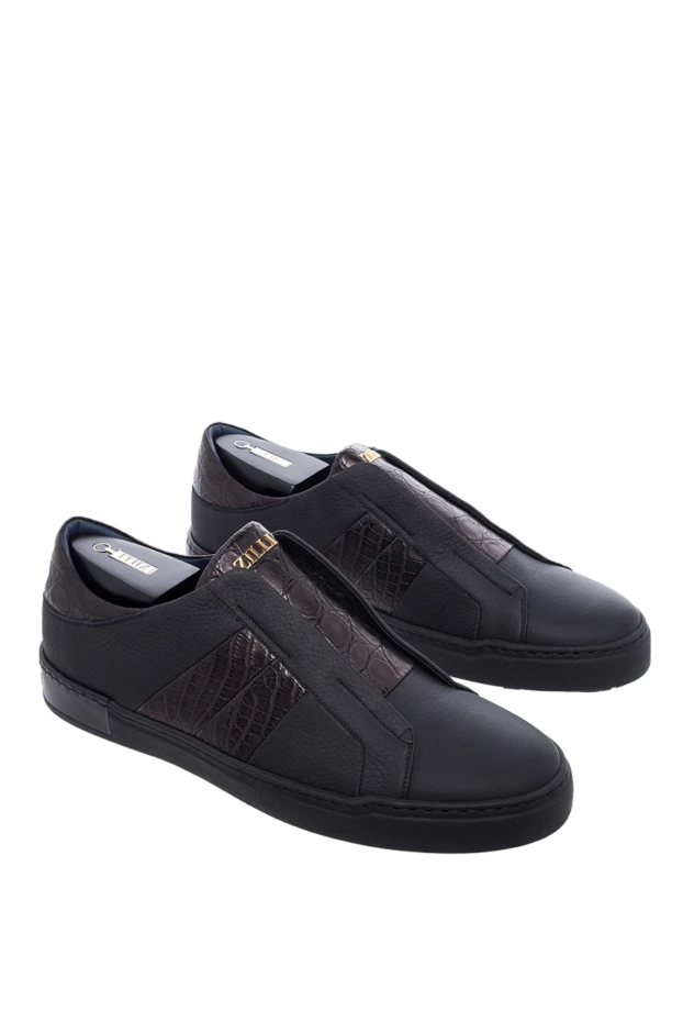 Zilli man black leather and nubuck sneakers for men 164716 - photo 2