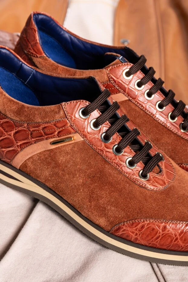 Zilli orange crocodile leather and suede sneakers. men's 164729 - photo 3