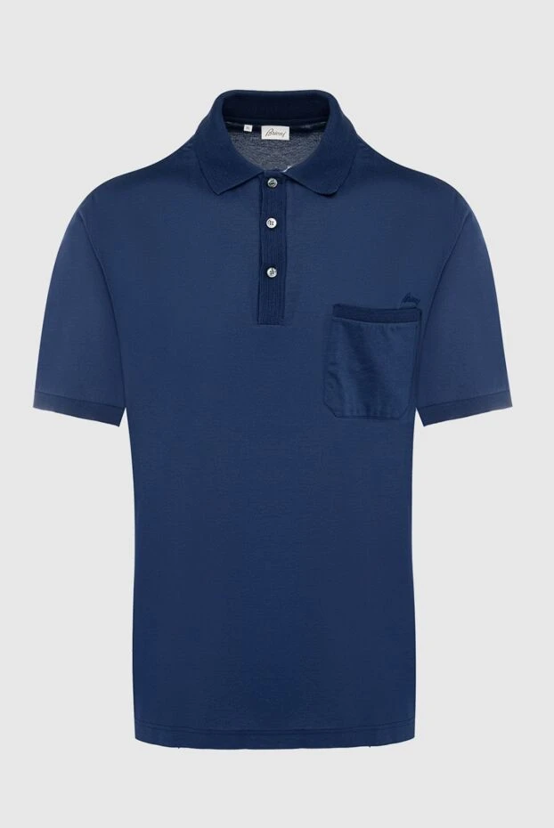 Brioni men's blue cotton polo shirt with chest pocket 197116 - photo 1