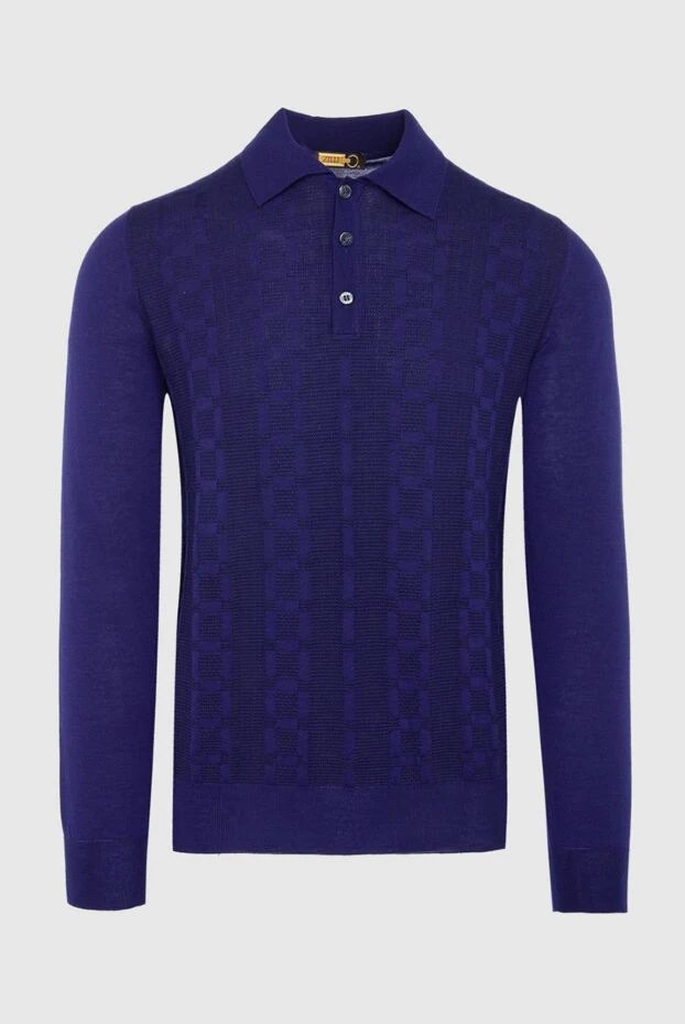 Zilli man long-sleeve polo in silk and cotton blue for men buy with prices and photos 164799 - photo 1