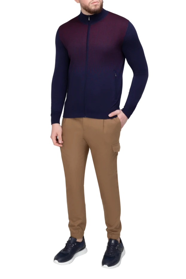 Zilli man long-sleeved polo from silk and cashmere burgundy for men 164890 - photo 2