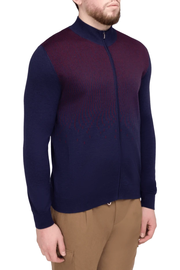 Zilli man long-sleeved polo from silk and cashmere burgundy for men 164890 - photo 3