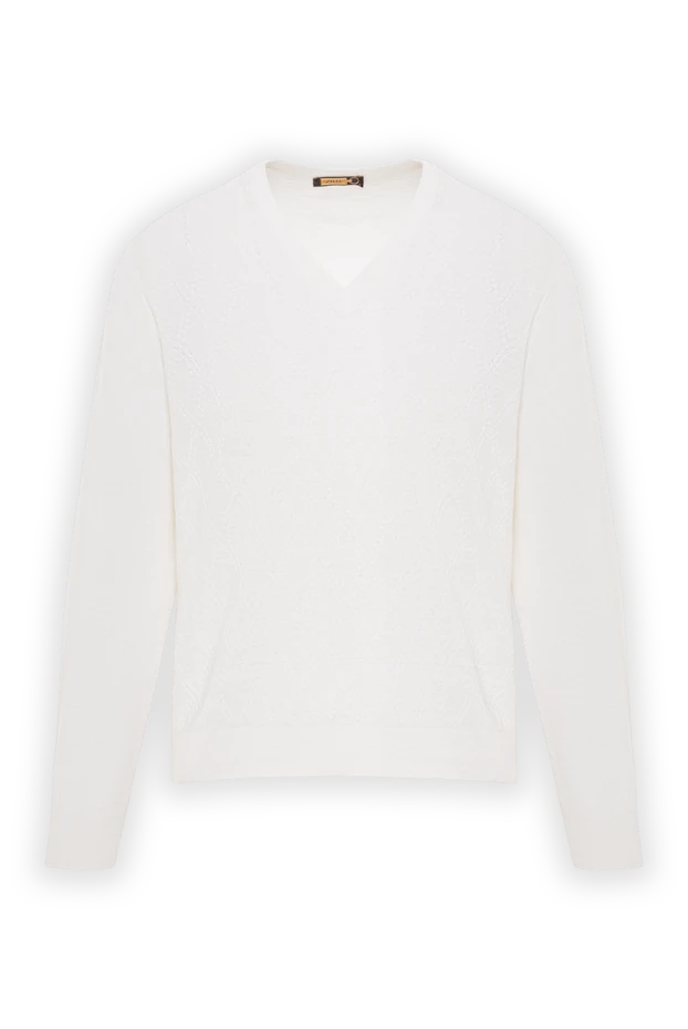 Джемпер з шовку та льону білий чоловічий - фото 1