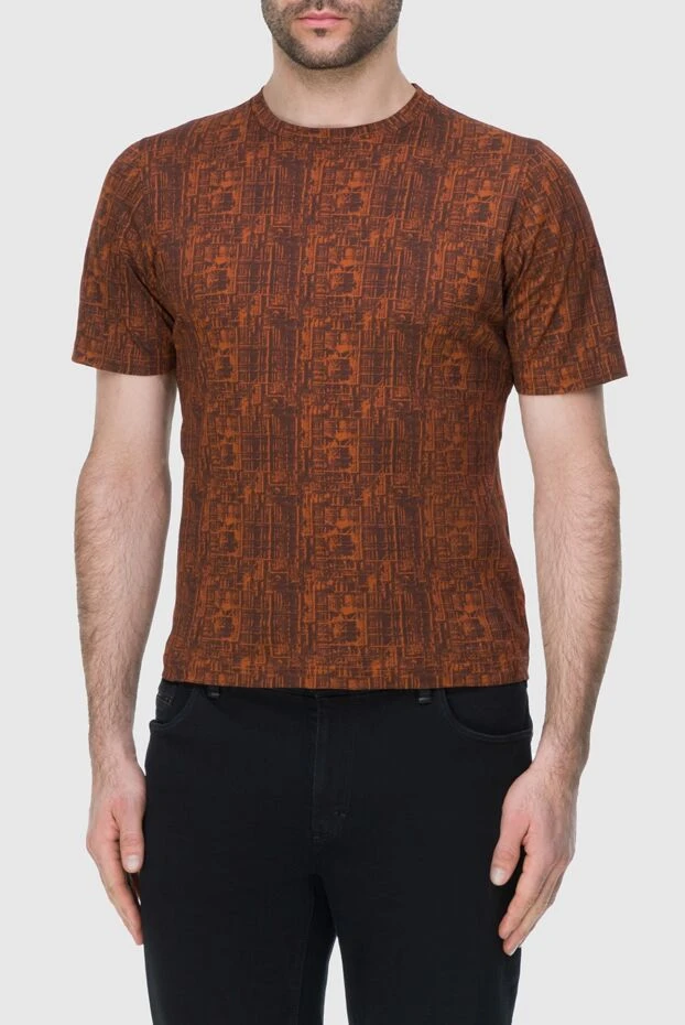 Zilli мужские футболка из хлопка коричневая мужская купить с ценами и фото 164830 - фото 2