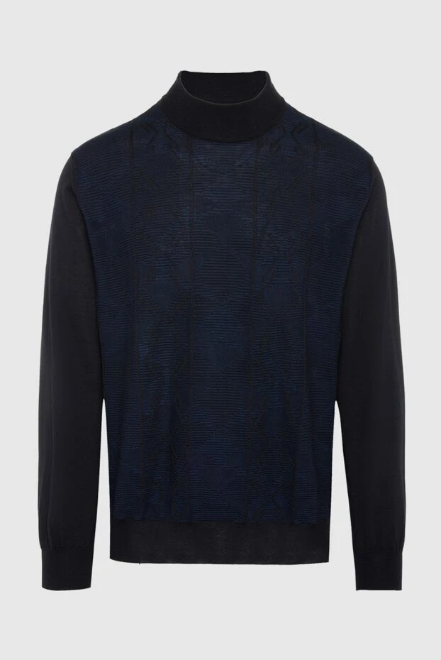 Zilli man men's jumper with a high stand-up collar, cashmere and silk, blue buy with prices and photos 164843 - photo 1