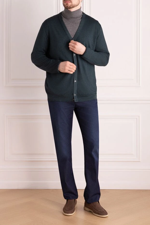 Zilli man men's cashmere and silk cardigan green buy with prices and photos 164853 - photo 2