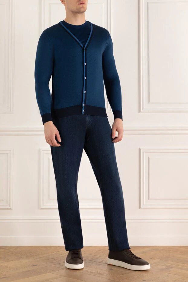 Zilli man men's cashmere and silk cardigan blue buy with prices and photos 164860 - photo 2