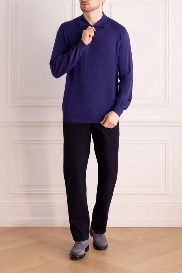 Zilli man long sleeve polo in silk and cashmere violet for men buy with prices and photos 164883 - photo 2