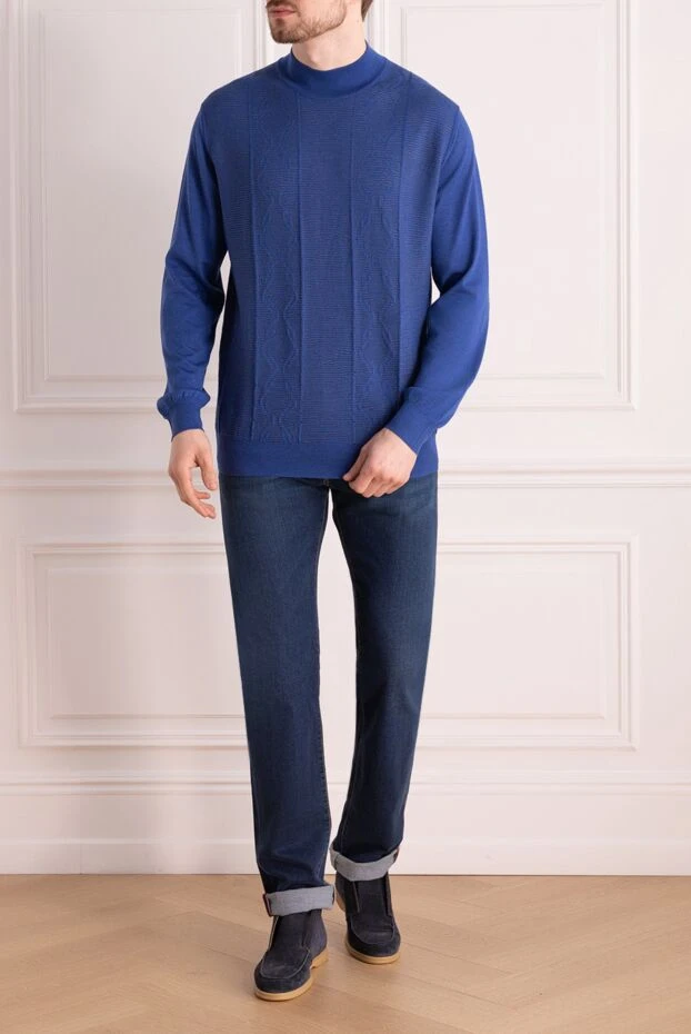 Zilli man cashmere and silk jumper blue for men buy with prices and photos 164885 - photo 2