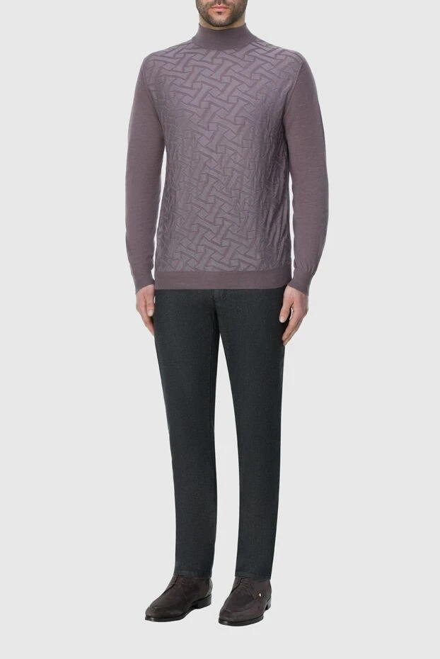 Zilli man men's jumper with a high stand-up collar, cashmere and silk, pink buy with prices and photos 164895 - photo 2