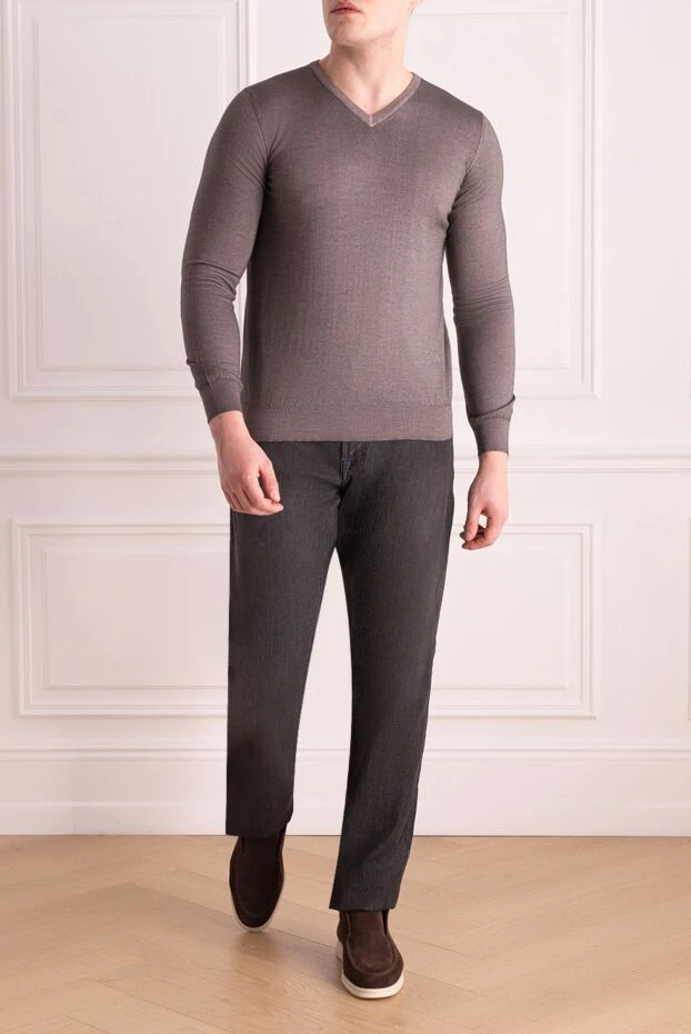 Zilli man cashmere and silk jumper brown for men buy with prices and photos 164899 - photo 2