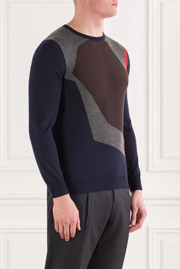 Zilli dark grey jumper with contrast geometric pattern for men 164901 - photo 3