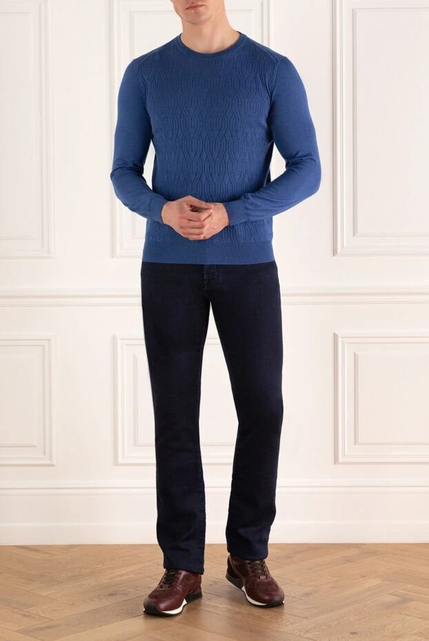 Zilli man cashmere and silk jumper blue for men buy with prices and photos 164912 - photo 2
