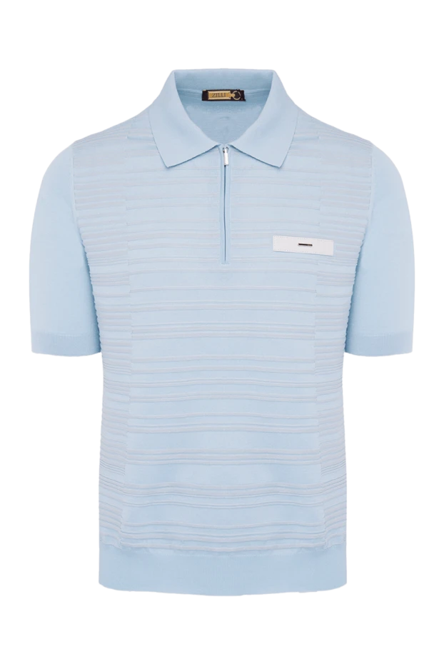 Zilli polo from silk, cotton and crocodile leather blue men's 164915 - photo 1