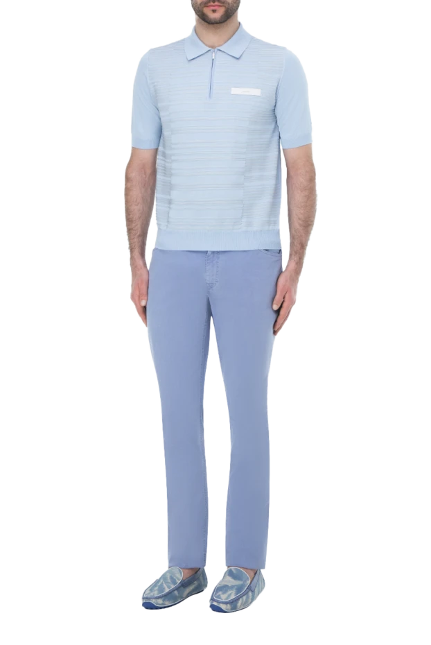 Zilli man polo in silk, cotton and crocodile skin blue for men buy with prices and photos 164915 - photo 2