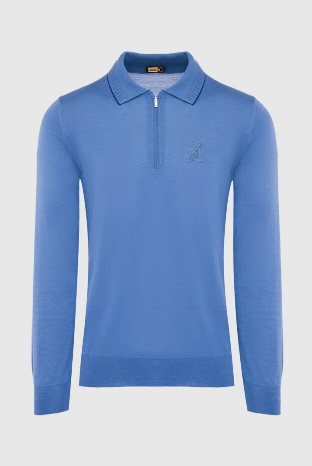 Zilli man silk and cashmere long sleeve polo blue for men buy with prices and photos 164918 - photo 1